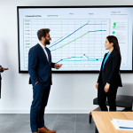 A diverse group of professionals, fully clothed in modest business suits, gathered around a large interactive digital screen in a modern, collaborative office space. They are engaged in an insightful discussion, connecting complex data points and sharing ideas, symbolizing the breaking of information silos. The scene is well-lit, with a clean and organized aesthetic. Perfect anatomy, correct proportions, natural poses, well-formed hands, proper finger count, natural body proportions. Professional photography, high resolution, realistic, appropriate content, safe for work, professional dress, family-friendly.