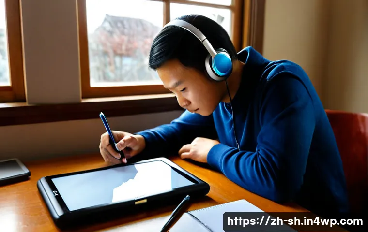 효과적인 지식 갭 해결을 위한 툴킷 - Photorealistic bright home office scene, an adult learner at a clean wooden desk comparing a tablet ...