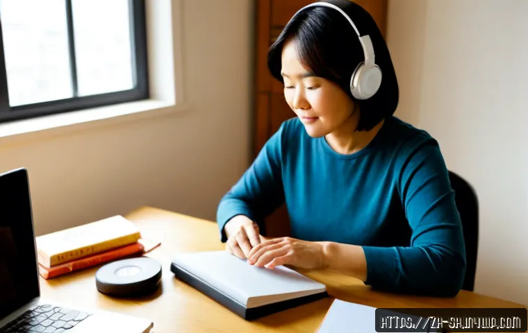 지식 갭 해결을 위한 리소스 목록 - Photorealistic home office scene showing a middle-aged Asian woman closing a knowledge gap, seated a...
